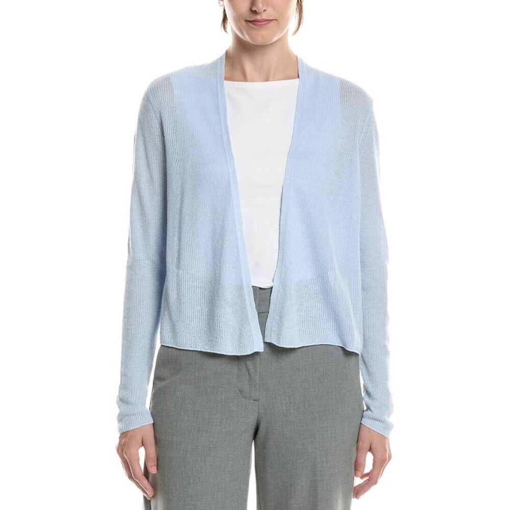 Eileen Fisher Womens Linen-Blend Cardigan, Blue